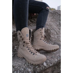 Joy Man JY999 Krem Bağcıklı Ortopedik Taban Süet Erkek Askeri Postal Bot