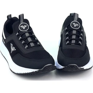 Erkek Siyah Beyaz Bağcıksız Esnek Çok Hafif Günlük Sneaker Spor Ayakkabı