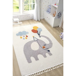 Yumuşak Renkli Bukleli Fil Balon Figürlü Dokuma Halı Bebek Odası Çocuk Odası Genç Odası Halısı 6