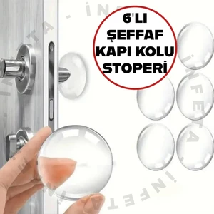 6 Adet Şeffaf Yapışkanlı Kapı Kolu Stoperi Tamponu Duvar Arkası Stopu Durdurucu