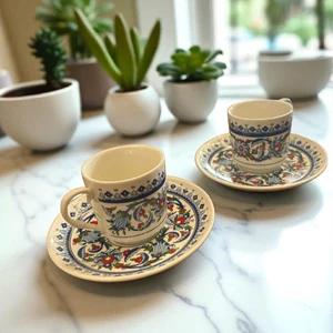 Porselen Fincan Takımı - 2 Kişilik - Topkapı Desen