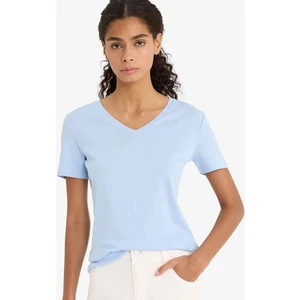 Slim Fit Dar Kesim V Yaka Basic Düz Ribana Kısa Kollu Tişört I1080AZ25AU