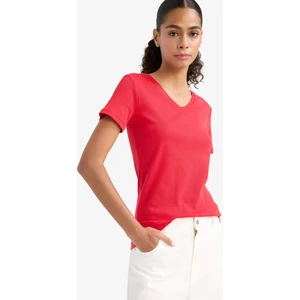 Slim Fit Dar Kesim V Yaka Basic Düz Ribana Kısa Kollu Tişört I1080AZ25AU