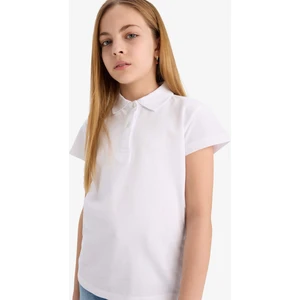 Kız Çocuk Polo Yaka Basic Düz Pamuklu Kısa Kollu Okul Tişörtü I0427A625AU