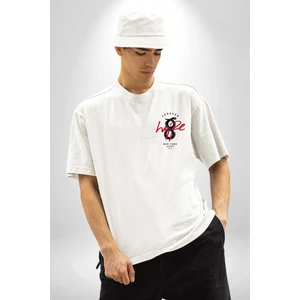 Umut Baskılı Yılan Beyaz Oversize Kadın Erkek Ön Minimal Baskılı Tişört