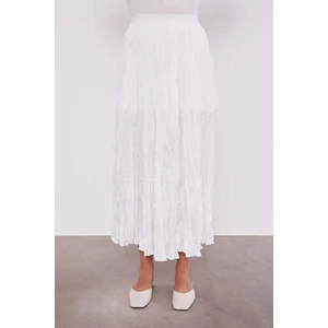 Ekru Kırışık Model Etek