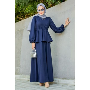 Cenny Eteği Katlı Scuba Krep Elbise-Laci