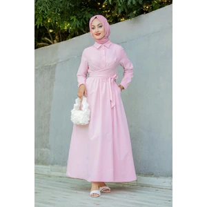 Qua Pamuk Cotton Bağlamalı Elbise-Pudrapembesi