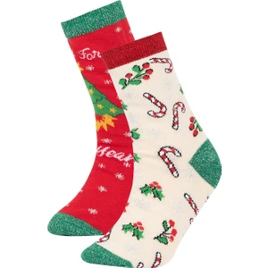 Kız Çocuk Yılbaşı Temalı 2'li Pamuklu Uzun Çorap Z3924A6NS