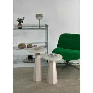 Kupp Design Lilyum Mantar Sehpa İkili Set Krem (57+47 Cm)