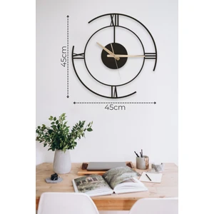 Roma Rakamlı Dekoratif Siyah Metal Duvar Saati 45X45CM