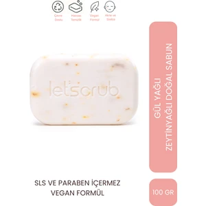 Let'scrub Zeytinyağlı  Doğal Gül Yağı Sabunu Canlandırıcı ve Onarıcı 100gr Tüm Cilt Tipleri Için