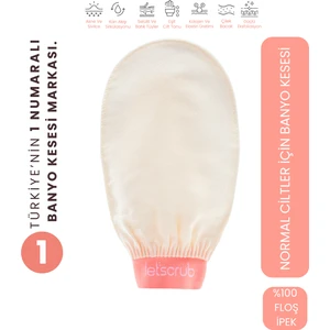 Ekru Banyo Duş Kesesi Peeling Eldiveni %100 Floş Ipek Normal Ciltler İçin
