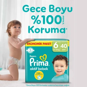 Bebek Bezi Aktif Bebek 6 Beden 40 Adet Ekstra Large Fırsat Paketi