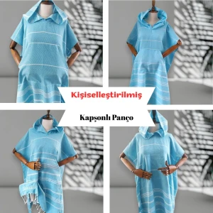 Kişiye Özel Baskılı Kapüşonlu Plaj Pançosu | Isim Yazılı Pamuklu Havlu Poncho |unisex Peştamal Kumaş