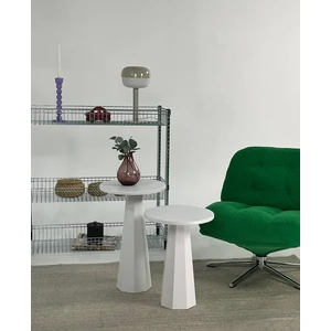 Kupp Design Lilyum Mantar Sehpa İkili Set Beyaz (47+57 Cm)