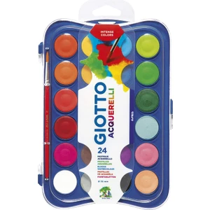 Acquerelli 24 Renk Suluboya Seti - 30 mm Yuvarlak Tablet, Plastik Kapağa Sahip