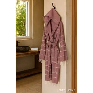 Mira Home Kapüşonlu Kadın / Erkek Peştemal Bornoz Soft %100 Pamuklu Natural