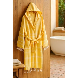 Mira Home Kapüşonlu Kadın / Erkek Peştemal Bornoz Soft %100 Pamuklu Natural