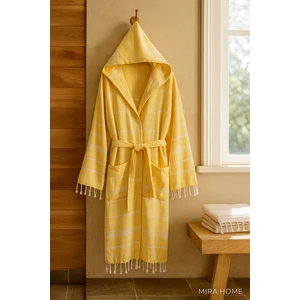 Mira Home Kapüşonlu Kadın / Erkek Peştemal Bornoz Soft %100 Pamuklu Natural