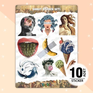 Sanat Sticker Seti, Sanat Temalı Sticker, 10 Adet Sanat-Art Etiket