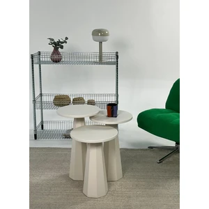 Kupp Design Lilyum Mantar Sehpa Üçlü Set Krem (57+52+47 Cm)