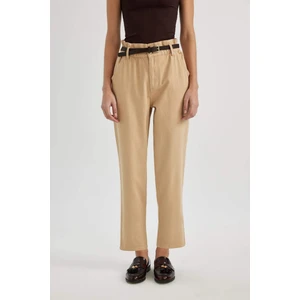 Baggy Fit Gabardin Kemerli Kumaş Pantolon Yüksek Bel Kısa Paça C1510AX24SP