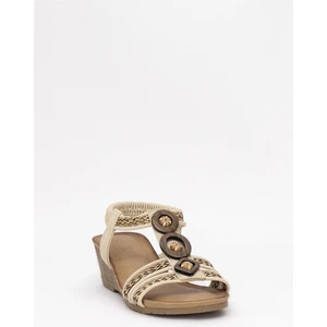 25Y145-4 Kadın Dolgu Topuk Sandalet Bej