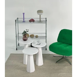 Kupp Design Lilyum Mantar Sehpa Üçlü Set Beyaz (57+52+47 Cm)