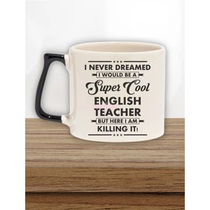 English Teacher 3 Baskılı Ingilizce Öğretmeni Doğum Günü Hediye Siyah Kulplu Kupa Bardak