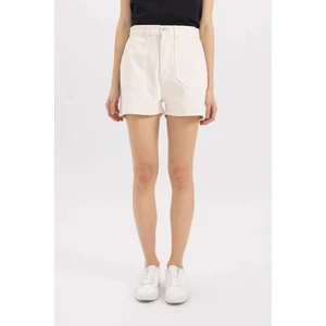 Yüksek Bel Duble Paça Gabardin Şort