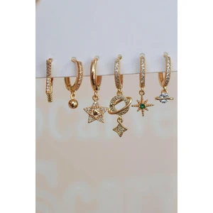 Yıldız Gezegen Kuzey Yıldızı Küpe Seti 6 Parça Çok Yıldızlı Küpe