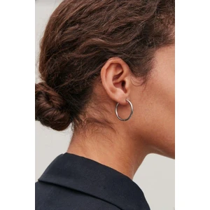 Sacce Scarves & Accessories Gümüş Renkli Düz Çelik Halka Küpe 18 mm