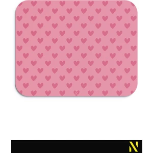 Pembe Renkli Kalpli Desenli Ergonomik Mouse Pad - 23 cm x 19 cm - Kaydırmaz Taban Ev ve Ofis Kullanımı Fare Altlığı Mousepad