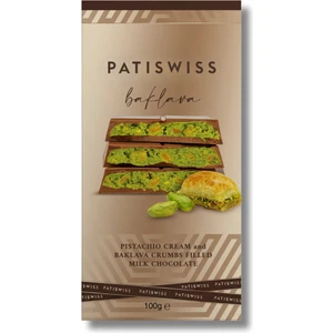 Antep Fıstıklı Krema ve Baklava Kırıntılı Sütlü Çikolata, 100g