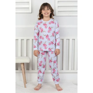 Cute Flamingo Desenli Kız Çocuk Pijama Takımı