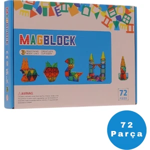 72 Parça Manyetik Yapı Blokları - Tamamı Mıknatıslı - Destekleyici Set