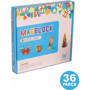 36 Parça Manyetik Yapı Blokları - Tamamı Mıknatıslı - Destekleyici Set - Tüm modellerle uyumlu.