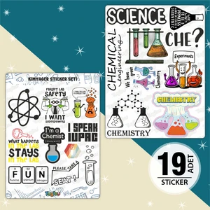 Kimya Sticker Seti, Kimyager Sticker, 19 Adet Kimya Bilimi Temalı Etiket 