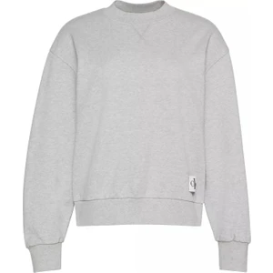 Kadın Bisiklet Yaka Logo Patch'li Sweatshirt - Gri