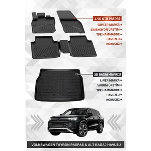Volkswagen Tayron 2024+ Uyumlu 4.5d Premium Havuzlu Oto Paspas ve Liner Marka 3D Alt Bagaj Havuzu