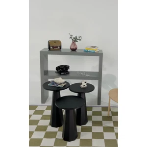 Kupp Design Lilyum Mantar Sehpa Üçlü Set Siyah (57+52+47 Cm)