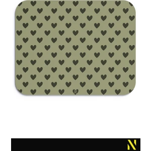 Haki Renkli Kalpli Desenli Ergonomik Mouse Pad - 23 cm x 19 cm - Kaydırmaz Taban Ev ve Ofis Kullanımı Fare Altlığı Mousepad