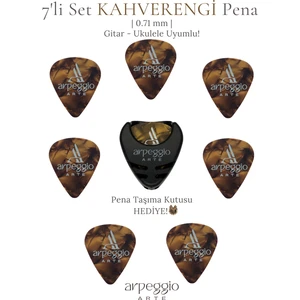 arpeggio ARTE 7’li Kahverengi Gitar ve Ukulele Pena Seti + Pena Taşıma Kutusu Hediye | Selüloid Pena (0,71MM)