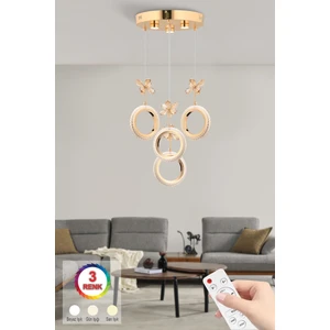İstanbul Avize Halka 4'lü Gold Kumandalı 3 Renk Ledli Modern Led Avize
