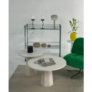 Kupp Design Lilyum Mantar Orta Sehpa Ikili Set Krem