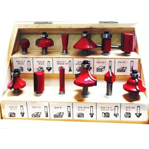 12 Parça Freze Uç Takımı Ahşap Oyma Ağaç Delme Çantalı Set 8 mm