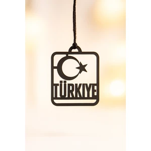 Dikdörtgen Ay-Yıldız ve Türkiye Yazılı Araba Süsü | Lazer Kesim Siyah Metal | Vatansever Tasarım hemen alın, aldırın.
