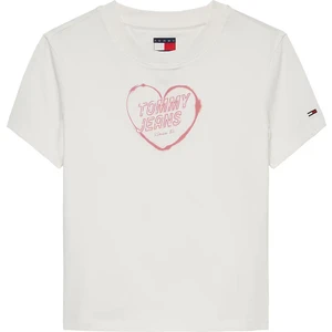 Kadın Th Slim Fit Kalp Baskılı Tişört – Ekru