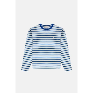 Panda Heavy-Weight Çizgili Uzun Kollu T-Shirt - Mavi/ekru